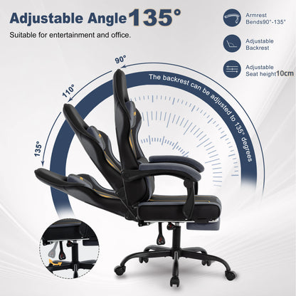 SYMINO Latex Cushion Ergonomic Gaming Chair – Racing Style, Adjustable with Footrest, 130kg Capacity