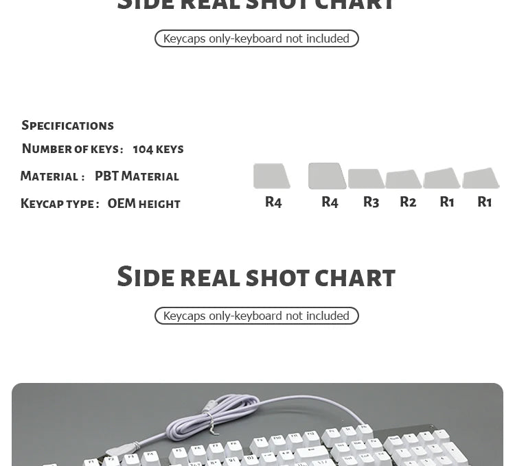 104 Keys Korean French Russian Spanish German Backlit Keycaps For Mx Switch Mechanical Keyboard OEM Profile ABS Key Caps DIY
