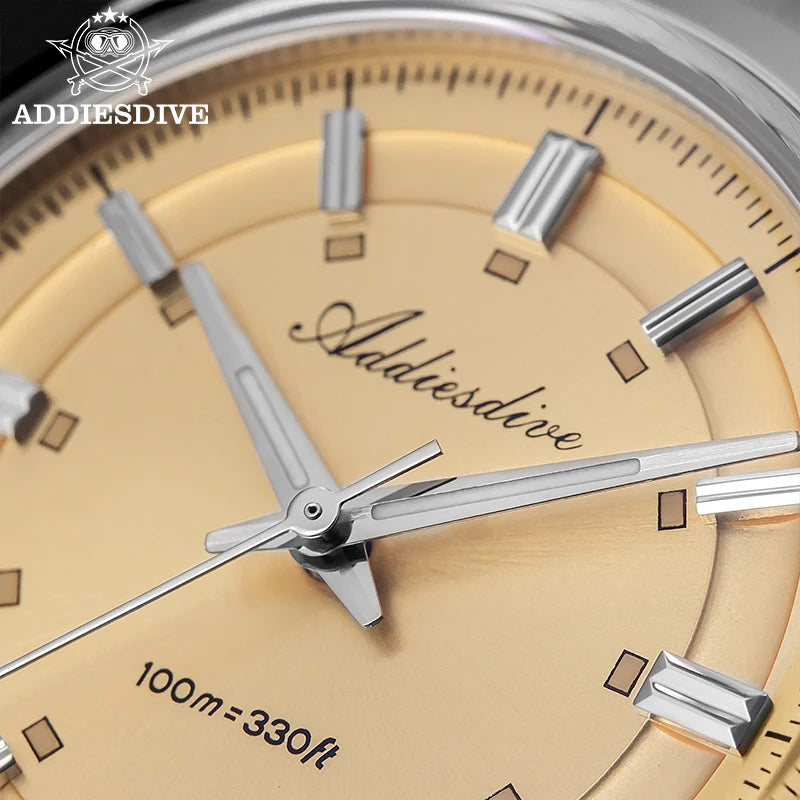 ADDIESDIVE – Reloj analógico de lujo para hombre, movimiento de cuarzo VH31, cristal abombado, resistencia al agua de 10 bares, revestimiento luminiscente BGW9, caja de acero – Modelo personalizable AD2515