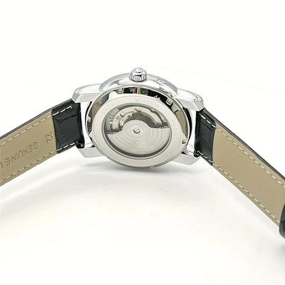 Reloj mecánico automático para hombre: elegante diseño calado, estilo «business casual» de moda, caja de aleación y correa de piel, sin pila