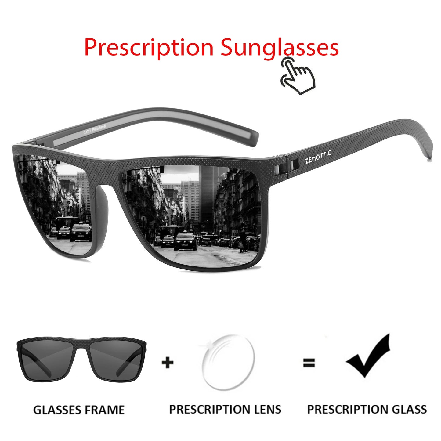 ZENOTTIC Polarized Sunglasses for Men Lightweight TR90 Frame UV400 Protection Square Sun Glasses