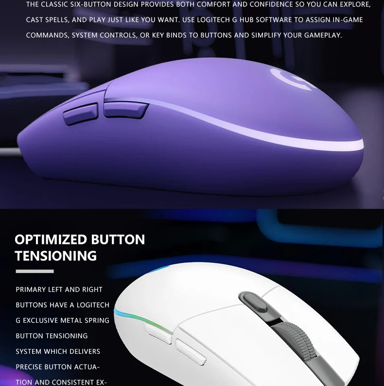 Logitech G203 Wired Gaming Mouse, Esports-Grade, 6 Programmable Buttons & Multi-Color for Competitive Games