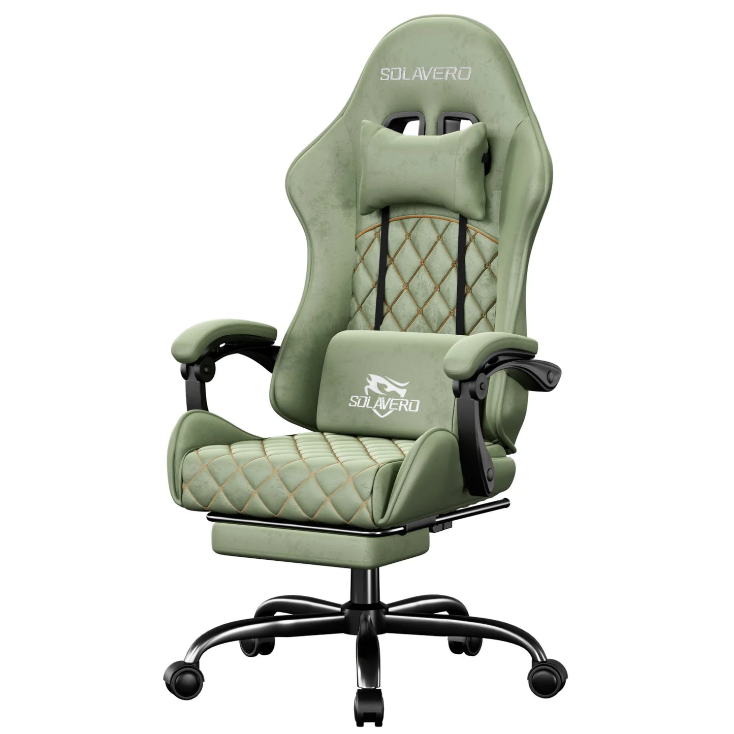 Massage Gaming Chair, Computer Office Chair with Comfy Fabric, Height Adjustable Game Chair with 360°-Swivel Seat and Headrest