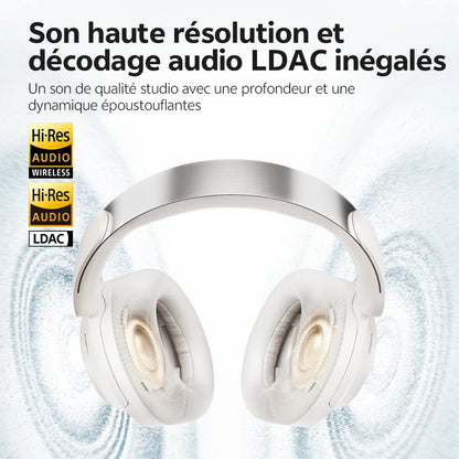 QCY H3S ANC Over Ear Headphones -56dB Noise Cancelling Headsets Bluetooth 6.0 Hi-Res LDAC Spatial Sound Earphones Dual Driver