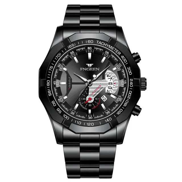Reloj de pulsera para hombre, de estilo militar, informal o deportivo, de cuarzo, de una marca prestigiosa, totalmente de acero, resistente al agua