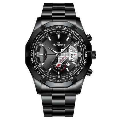 Reloj de pulsera para hombre, de estilo militar, informal o deportivo, de cuarzo, de una marca prestigiosa, totalmente de acero, resistente al agua