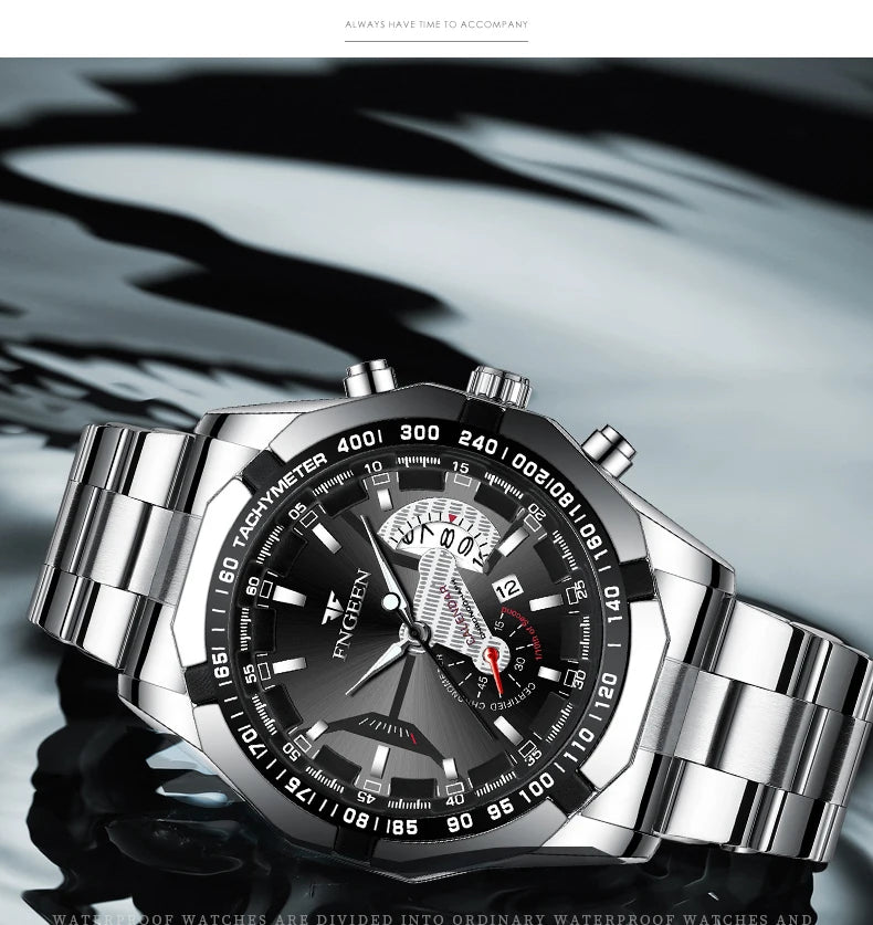 Reloj de pulsera para hombre, de estilo militar, informal o deportivo, de cuarzo, de una marca prestigiosa, totalmente de acero, resistente al agua