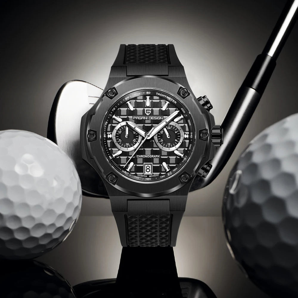 Relojes de cuarzo para hombre PAGANI DESIGN: cronógrafo deportivo de lujo, hermético, con agujas luminiscentes y cristal de zafiro con tratamiento antirreflectante