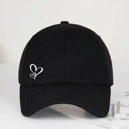 Minimalistická bejzbalová čiapka s potlačou dvoch sŕdc pre ženy a mužov, mäkká, nastaviteľná, v štýle „dad hat“, voľnočasová, s motívom lásky, slnečná čiapka