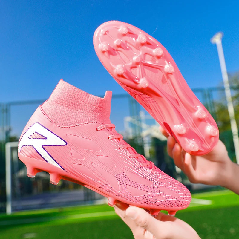 Nouvelles chaussures de football pour hommes, chaussures de football montantes, baskets d'extérieur antidérapantes, crampons de haute qualité pour futsal, intérieur et gazon, meilleures ventes