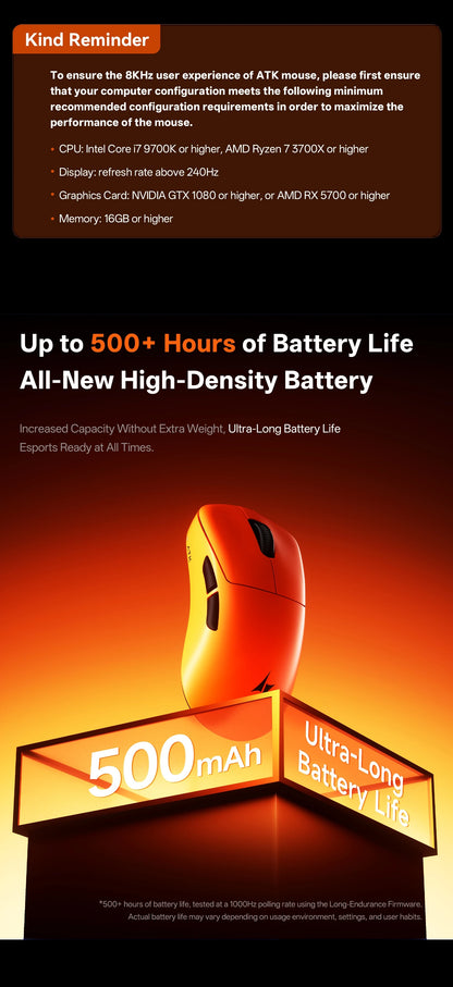 ATK Blazing Sky Z1 Series Wireless Mouse 8K Dual Mode PAW3950 Ultra Gaming Mouse Lightweight Low Delay E-sports