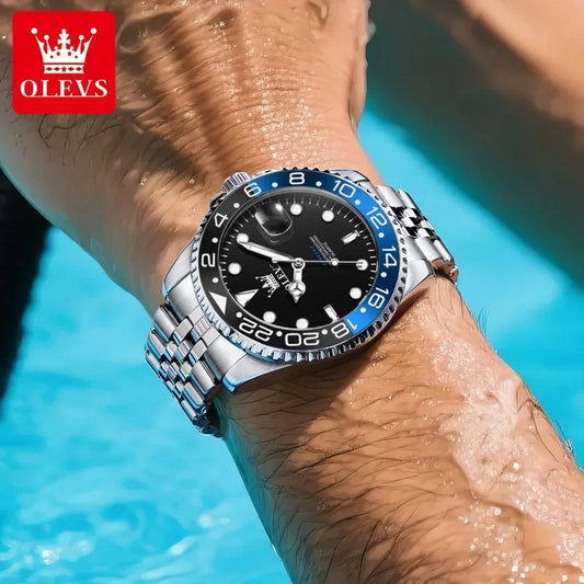 OLEVS 5657 Nuovo orologio da uomo originale in acciaio inossidabile con datario, movimento al quarzo, impermeabile fino a 30 m, luminescente, sportivo, da uomo, ideale come regalo, Reloj