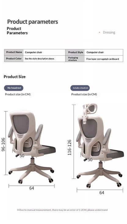 Ergonomic Office Chair Adjustable Lumbar Support Mesh High Back Swivel Computer Gaming Chair Reclining Armrest White Black