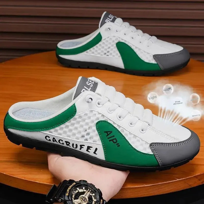 Ανδρικά casual αθλητικά παπούτσια slip-on με κορδόνια, αναπνεύσιμο mesh, unisex, για άνοιξη και φθινόπωρο, χαμηλά, επίπεδα, γρήγορη και εύκολη εφαρμογή