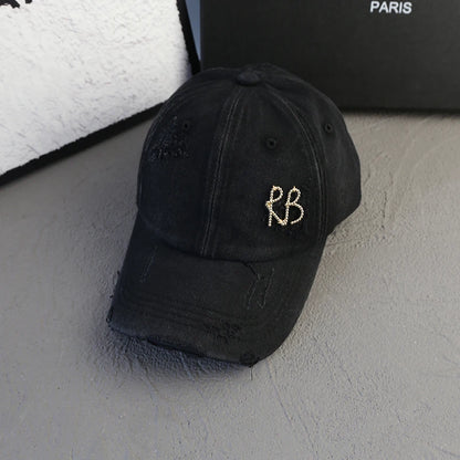 2025 New Korean Luxury Baseball Cap Design Sun Hat American Youth Personalized Water Washed Punched Fashion Baseball Hat Trend
