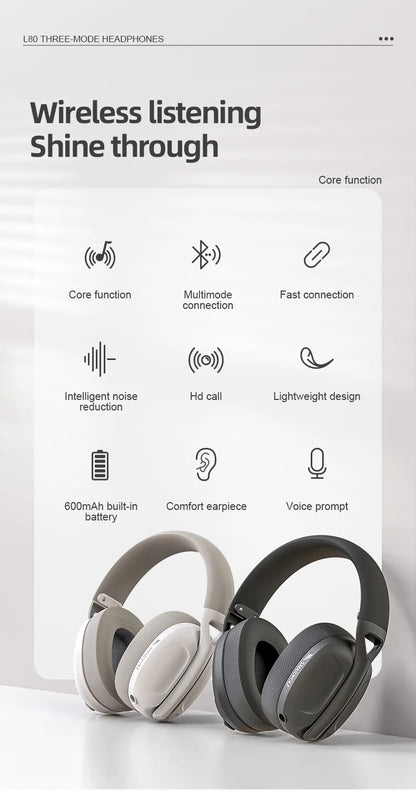 SMAILWOLF L80 Bluetooth wireless 2.4g three-mode gaming headset laptop home thin and light sports headset with microphone