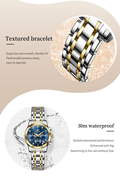 OLEVS 2858 Women Watch Luxury Brand Quartz Watch Waterproof Luminous Date Chronograph Women Bracelet Dress Diamond Watch Reloj