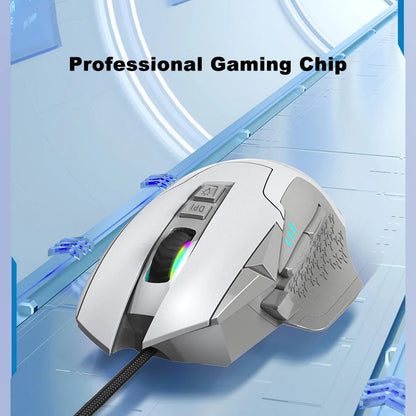 Wired Game Mouse 12000 DPI Adjustable Macro Programming RGB Backlight Ergonomics Design Fire Key E-sport Mause Gaming PC Mice