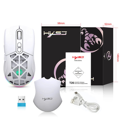 HXSJ T26 Dual Mode Gaming Mouse 2.4G+BT5.1 Wireless Mouse Gaming for Laptop 4800DPI Adjustable Ergonomic Optical Computer Gamer