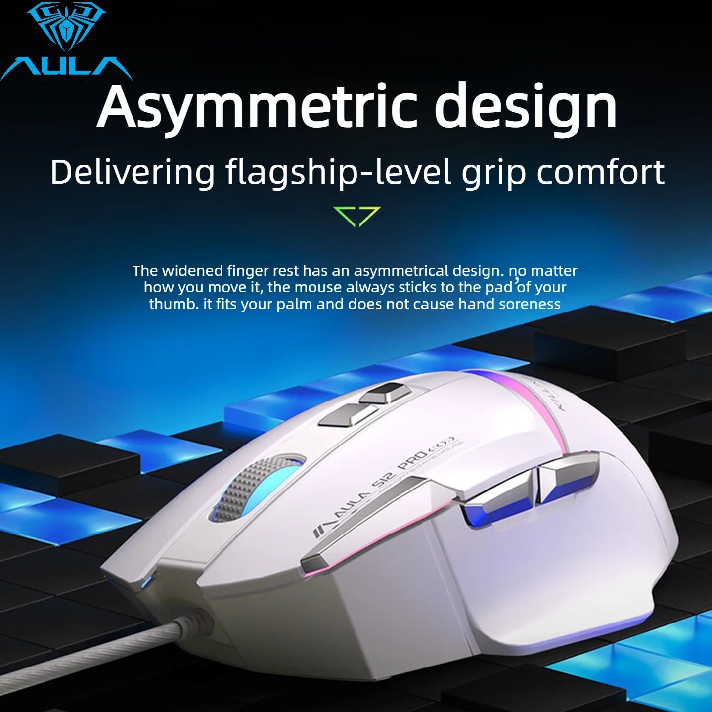 Hot Sale AULA S12 Pro Wired Gaming Mouse 12800 DPI RGB Backlit 8 Programmable Buttons Ergonomic Game Mouse for PC Laptop