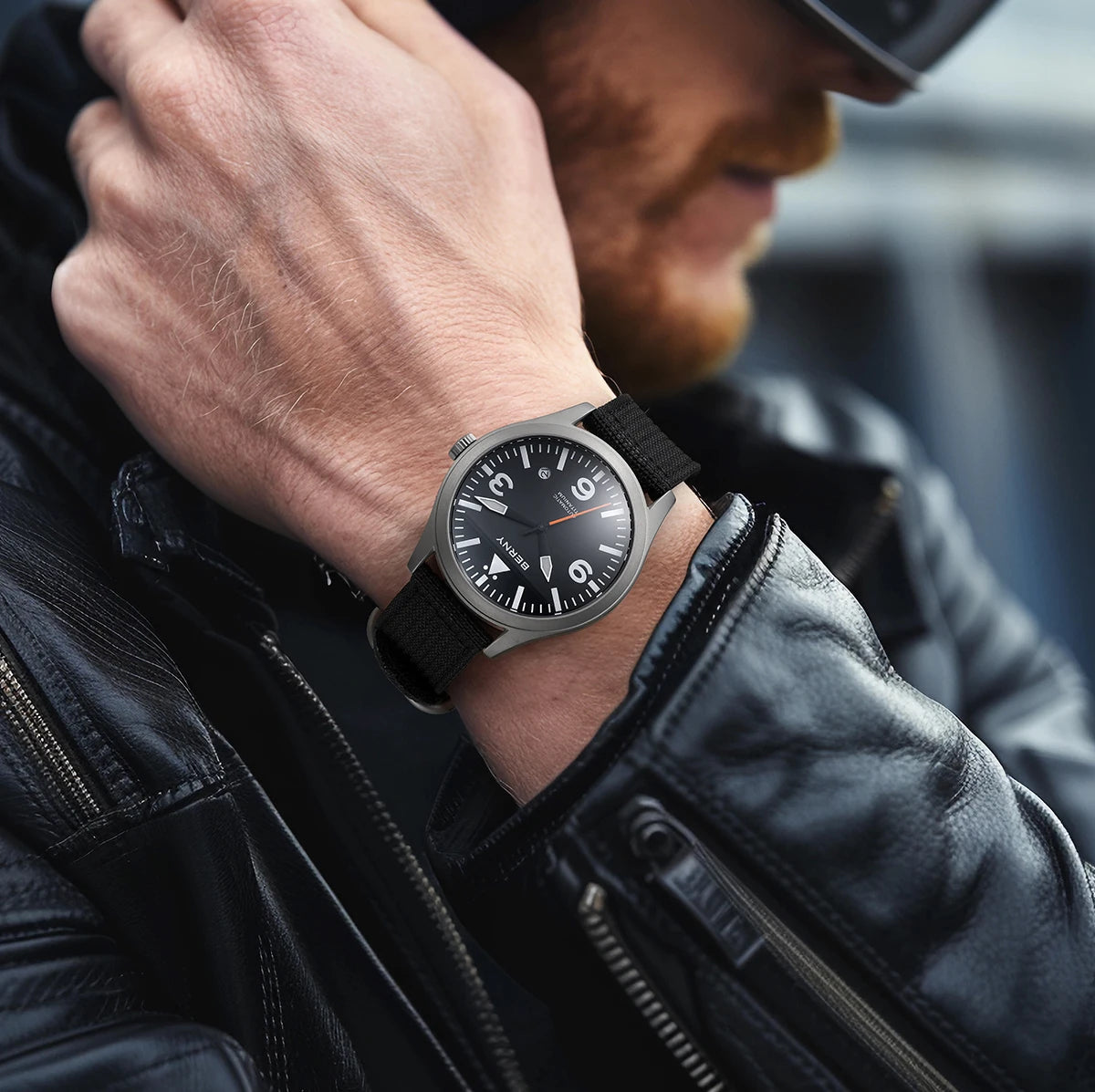 BERNY Aviation Top Titanium Mechanical Men Watch Sapphire AR Coating Supper Luminous 10Bar Sport Watch Titanium Aviation Watches