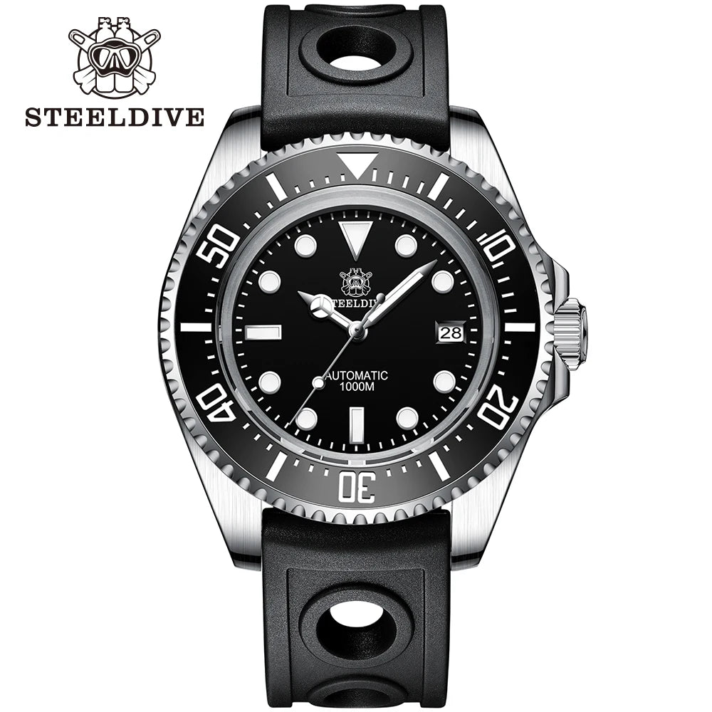 SD1964 Steeldive Brand 2023 Red-Black 45.4MM Men Sapphire Glass Luminous 1000M Waterproof NH35 Dive Watch with Ceramic Bezel