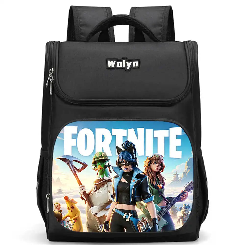 School Backpack With Multi Compartment ,Large Cartoon Fortnite School Bags For Boys & Girls,Durable Child Backpack For Aged 5-10