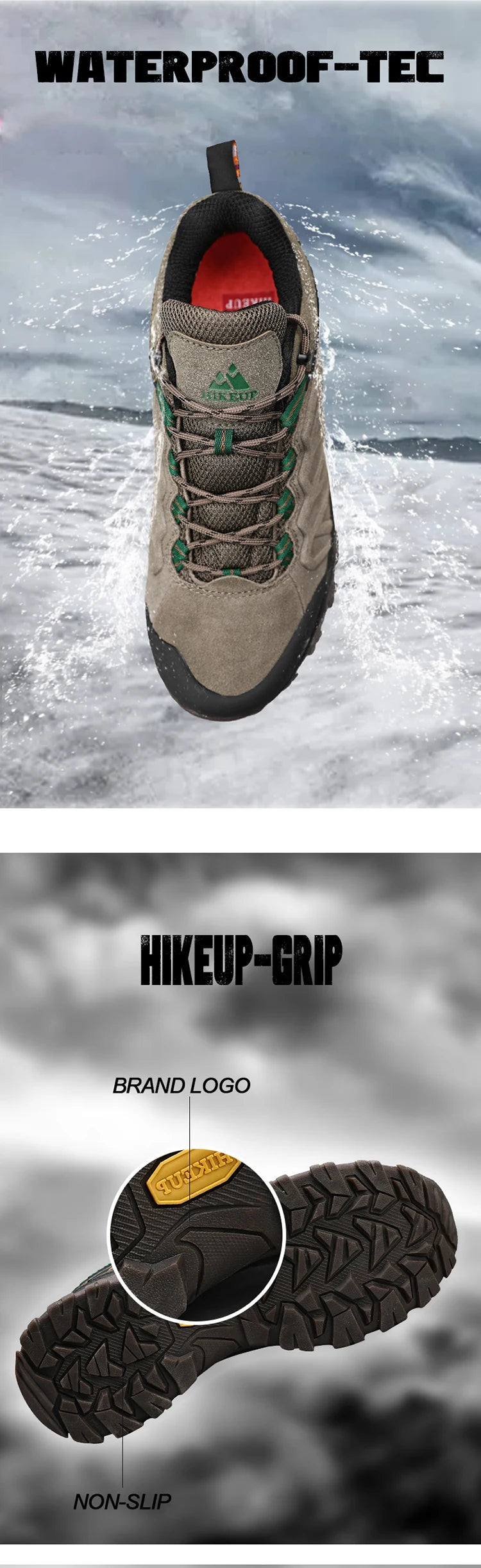 HIKEUP Scarpe da trekking in pelle di alta qualità, resistenti, da outdoor sportivo, da uomo, con lacci, per escursionismo, arrampicata e caccia