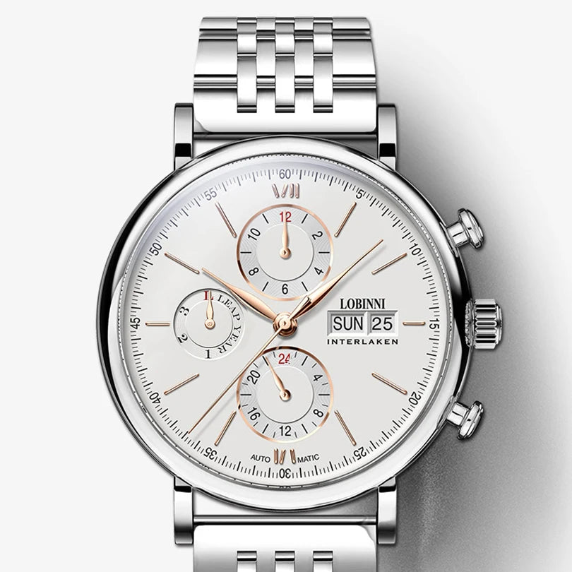 Luxury Brand Switzerland LOBINNI Perpetual Calendar Seagull Automatic Mechanical Men's Watches Sapphire Multi-function L13019-11