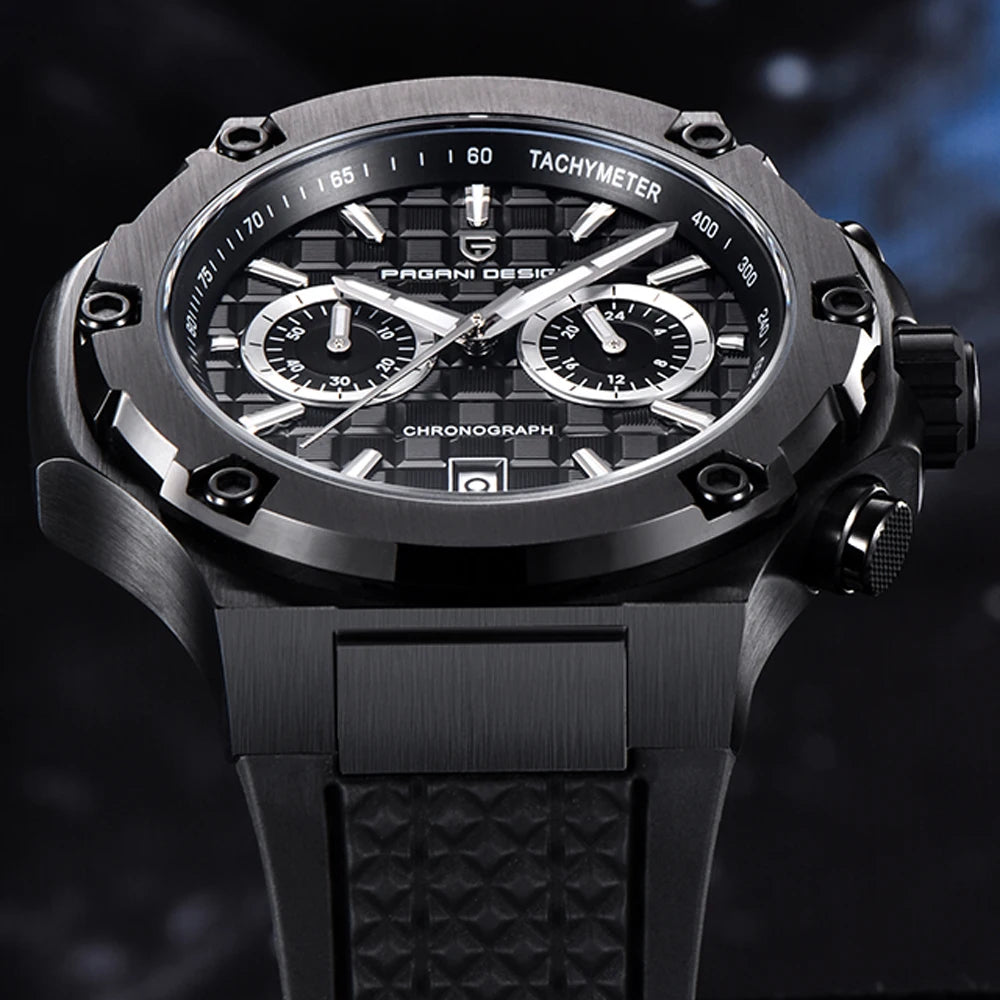 Relojes de cuarzo para hombre PAGANI DESIGN: cronógrafo deportivo de lujo, hermético, con agujas luminiscentes y cristal de zafiro con tratamiento antirreflectante