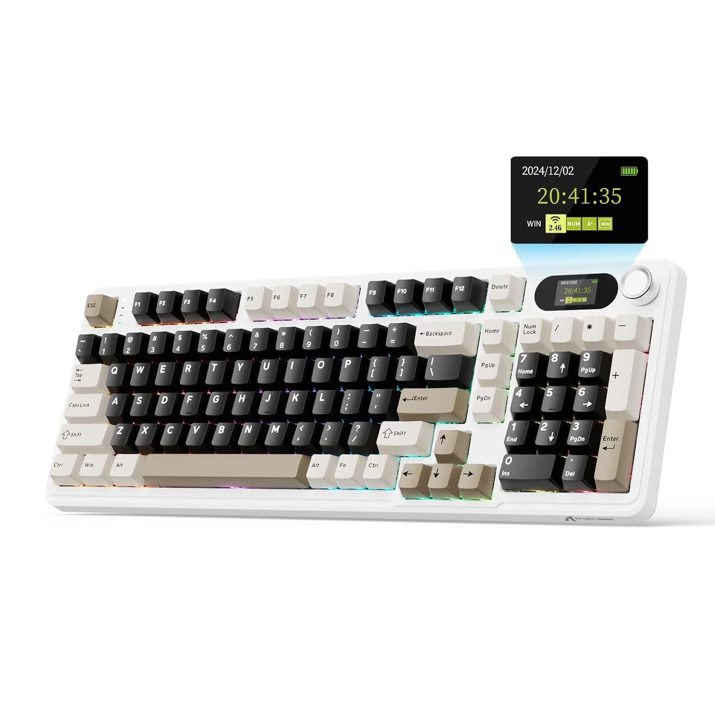 ATTACK SHARK X98Pro Wireless Mechanical Keyboard with Screen & Knob, Tri-mode Gasket Hot Swappable RGB  Keyboard, Web Driver