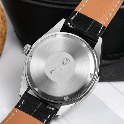 Watchdives Chameri GS04 Quartz Watches VH31 Movement Sapphire Crystal Ar 100M Waterproof Black Leather 37mm Vintage Wristwatches
