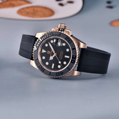 PAGANI DESIGN Luxury Mechanical Automatic Men's Watch Rose Gold Ceramic Rotating Frame Top Business watches for man reloj hombre