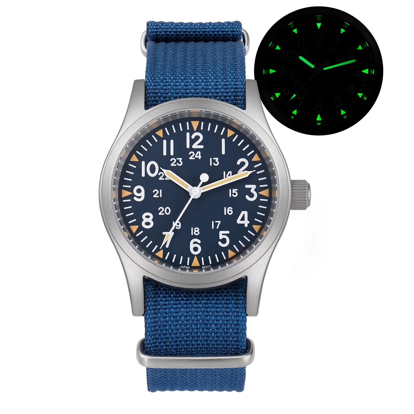 Militado ML05 38mm Vintage Watch VH31 Quartz Movement Field Watches Domed Sapphire Crystal With High Clear AR Coating Wristwatch