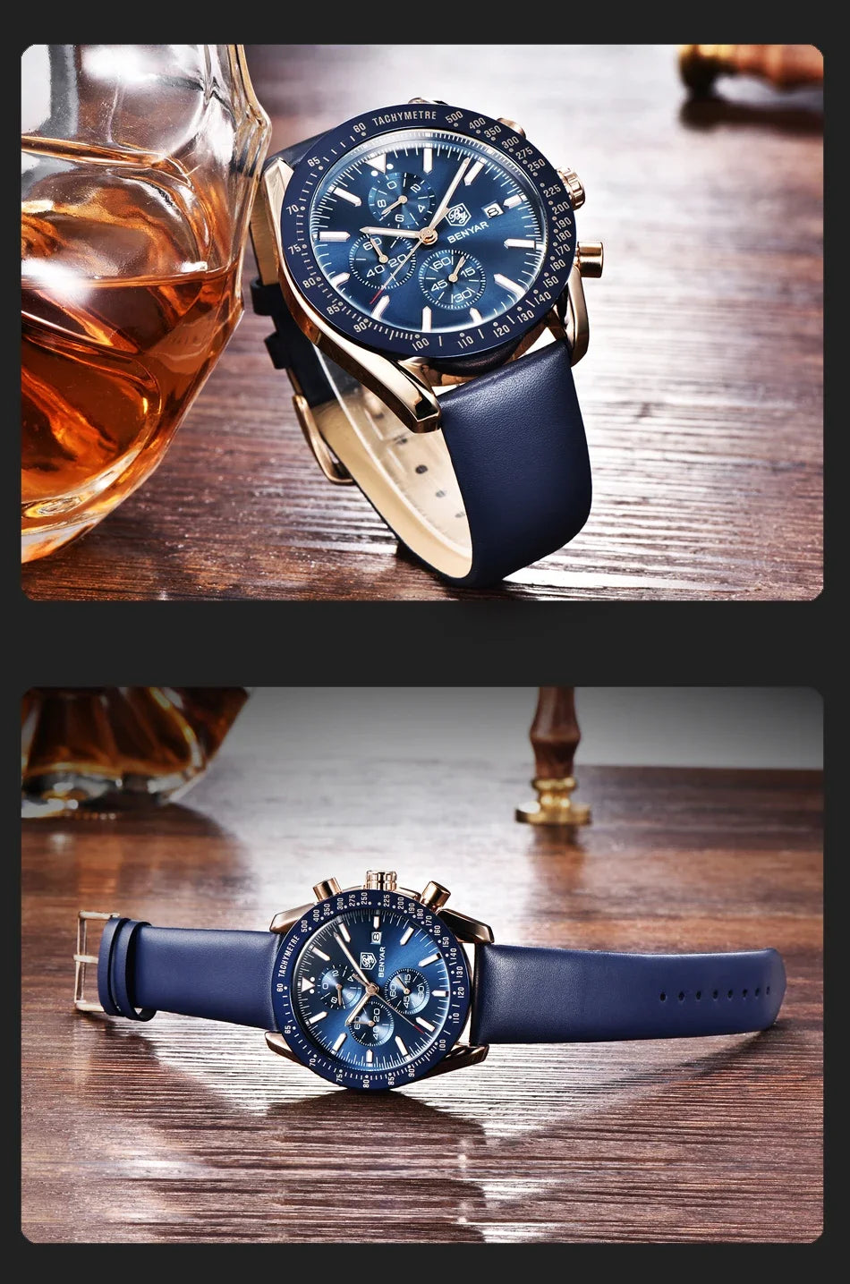 Montre homme BENYAR 5140, montre de sport décontractée, montre à quartz de luxe étanche, chronographe militaire de marque haut de gamme.