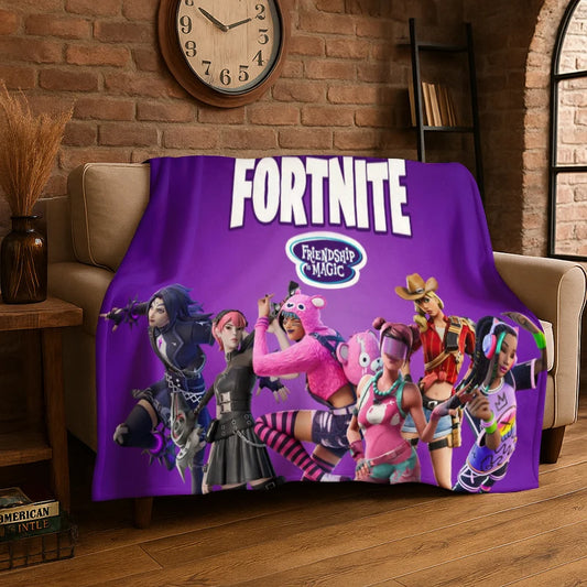 Manta de franela Cartoon F-Fortnite para gamers, suave y cálida, para dormitorio, sala de estar, cama, viajes, camping, picnic y regalo