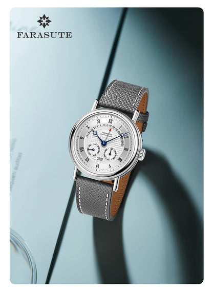 FARASUTE Men's Mechanical Watch Flyback Function Seagull Movement Month Display Week Display Calendar YearDisplay Sapphire Watch