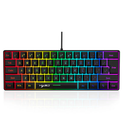 HXSJ-V700 60% RGB Backlit Gaming Keyboard, Compact 61-Key Mini Wired Office Keyboard with Ergonomic Design for office Home use