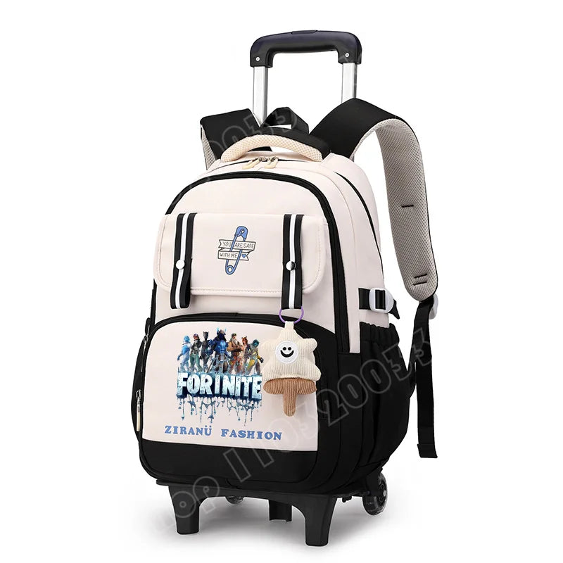 Fortnite Student Rolling Backpack Large Capacity Waterproof Lightweight Design Minimalist Laptop School Bag Casual Travel Bag