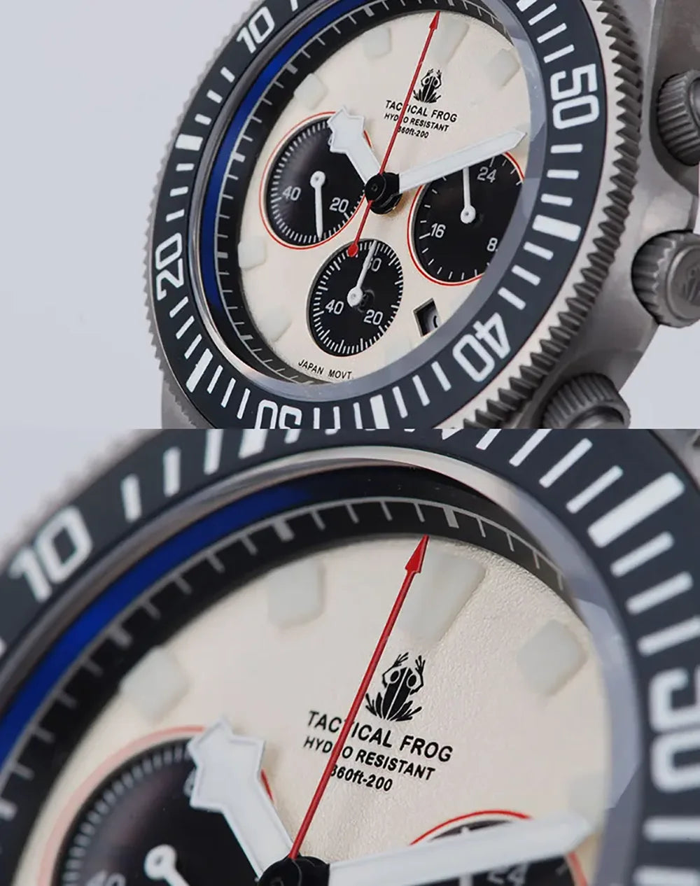 Tactical Frog FXD Titanium Quartz Watch VS75B Solar-powered Movement 20Bar Chronograph Sapphire Diving Watch BGW9 Luminous Watch