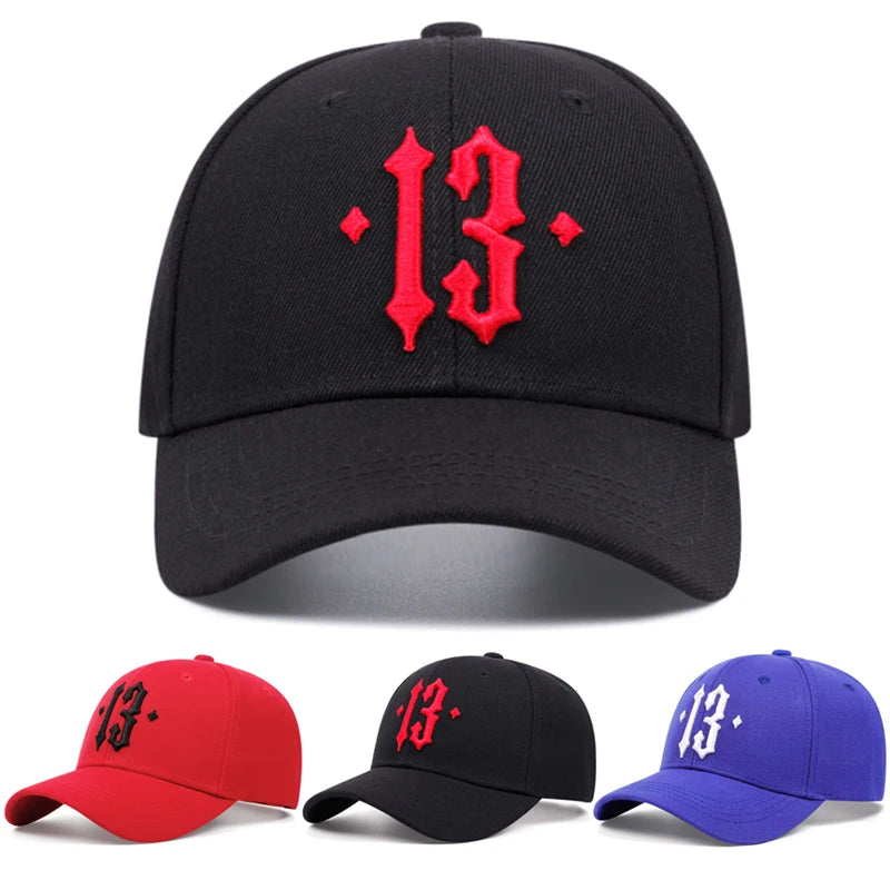 New No.13 Embroidered Baseball Hat Simple Men's Fashion Hip Hop Hat Casual Decorative Hat Women's Outdoor Sports Sunscreen Hat