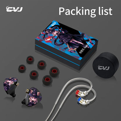 CVJ Nightelf in ear earphones Dual-channel three-unit  3.5mm metal plug earphone with silver-plated wire rod