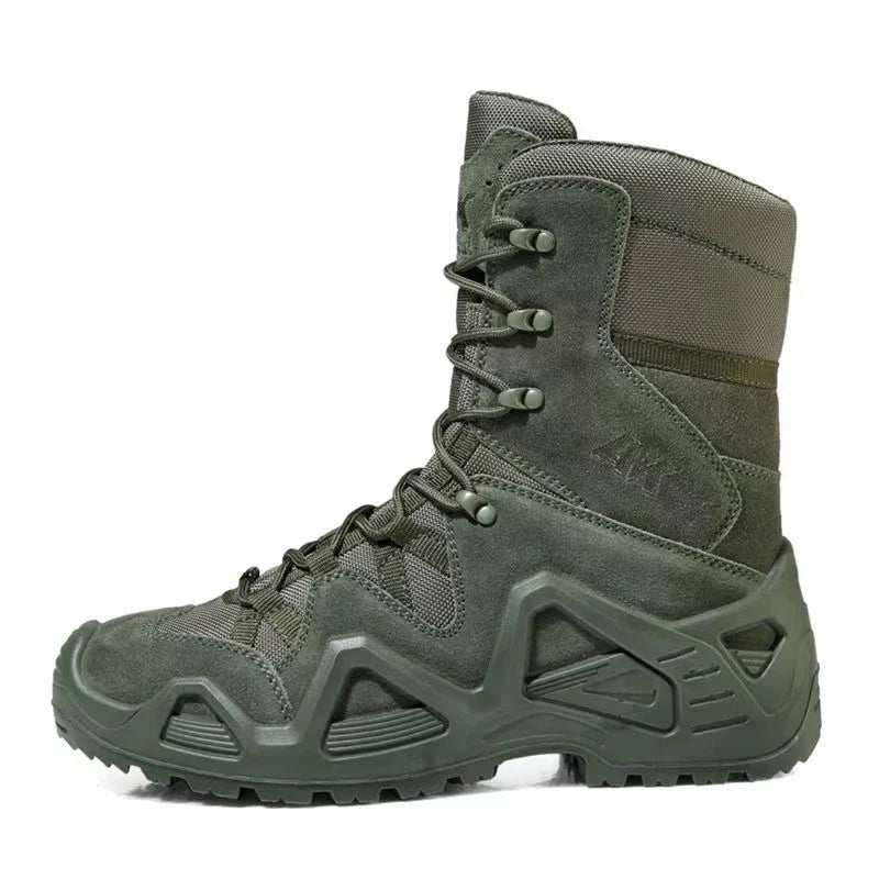 Lynjacye Mid Cut Green Combat Boots Men Women Size 39-46 Outdoor CS Training Hiking Shoes Desert Ankle Climbing Bota Masculina