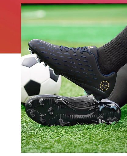 Chaussures de football en cuir pour enfants, baskets montantes pour garçons et filles, chaussures d'entraînement de football pour hommes, nouveau