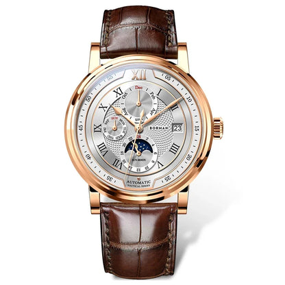 BORMAN BM3868 New 40mm Luxury Men Automatic Mechanical Men's Watches Sapphire Multi-function Waterproof Moon Phase Clocks
