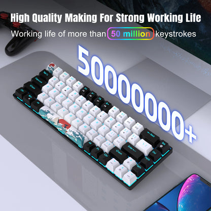 Mechanical Gaming Keyboard 68 Keys, Blue Switches & Multi-colored, Detachable Type-C Mini Gaming Keyboard