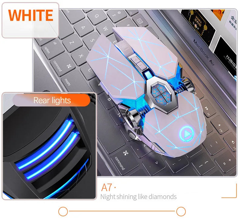UTHAI A7 Laptop Accessories Rechargeable Wireless Mouse Mute Office Game Water Cooled Light Effect Bluetooth Mouse