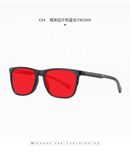 Men Sleep Blue Light Blocking Glasses Women Anti Radiation Computer Eyewear UV500 PC Red Lenses TR90 Square Eyeglasses Frames