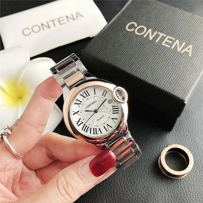New Brand Luxury Stainless Steel Men and Women Luxury Atmosphere Quartz Watches Fashion Blue Balloon Women Date Watch Suit