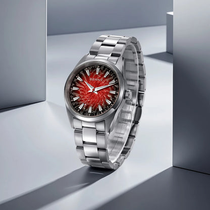 Reloj para hombre BERNY – Reloj de cuarzo, cristal de zafiro, agujas luminiscentes, resistente al agua hasta 10 ATM, fabricado íntegramente en acero inoxidable – Estilo elegante y desenfadado, ideal para el día a día o para ocasiones profesionales